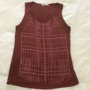 Polly Cooper Brick Red Geometric Sparkle Embellishment Tank Top, Size XL